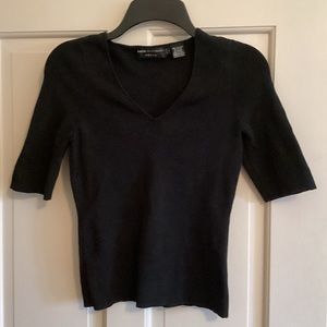 Dana Buchman Petite Womens Small Black Top V-Neck Top
